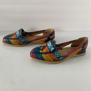 Womens Calzado Rivera Colorful Slip On‎ Sandals Mexican Huaraches Size 9 Leather